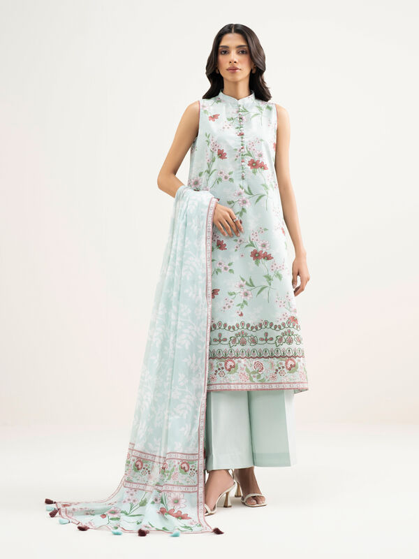 3 Piece - Embroidered Zari Lawn Suit