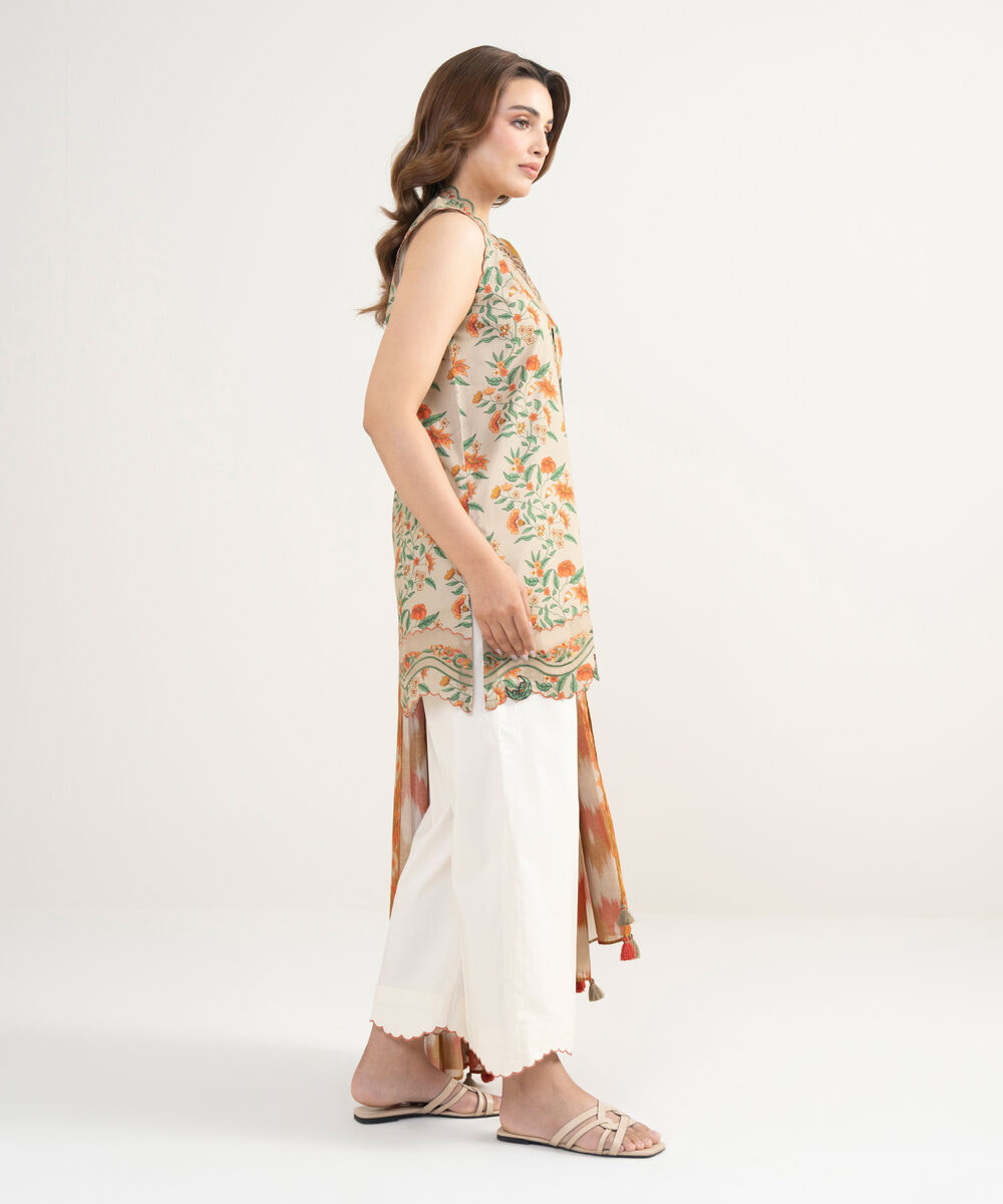 Women's Unstitched Lawn Embroidered Multi 2 Piece Suit