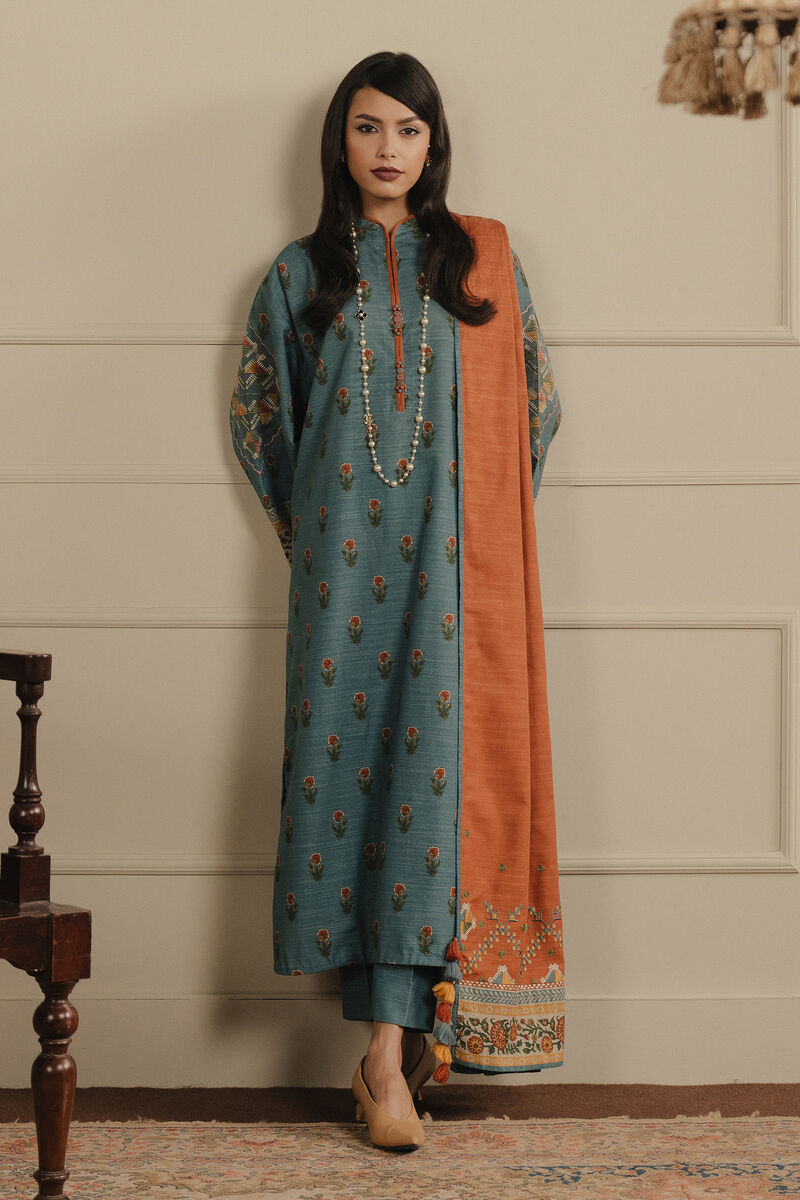 3 Piece - Printed Khaddar Suit