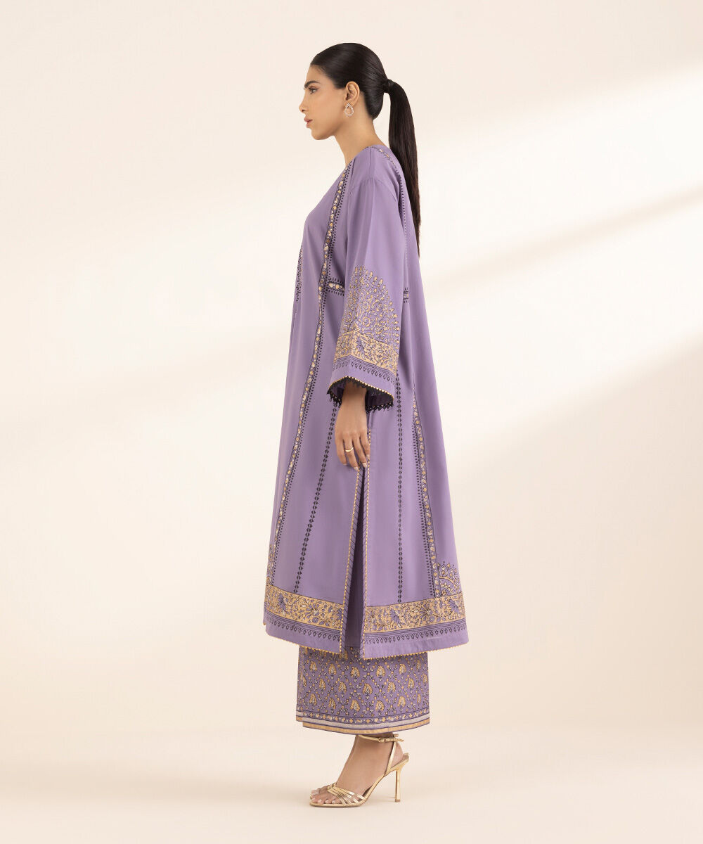 Women's RTW Lawn Purple Printed Boxy Shirt