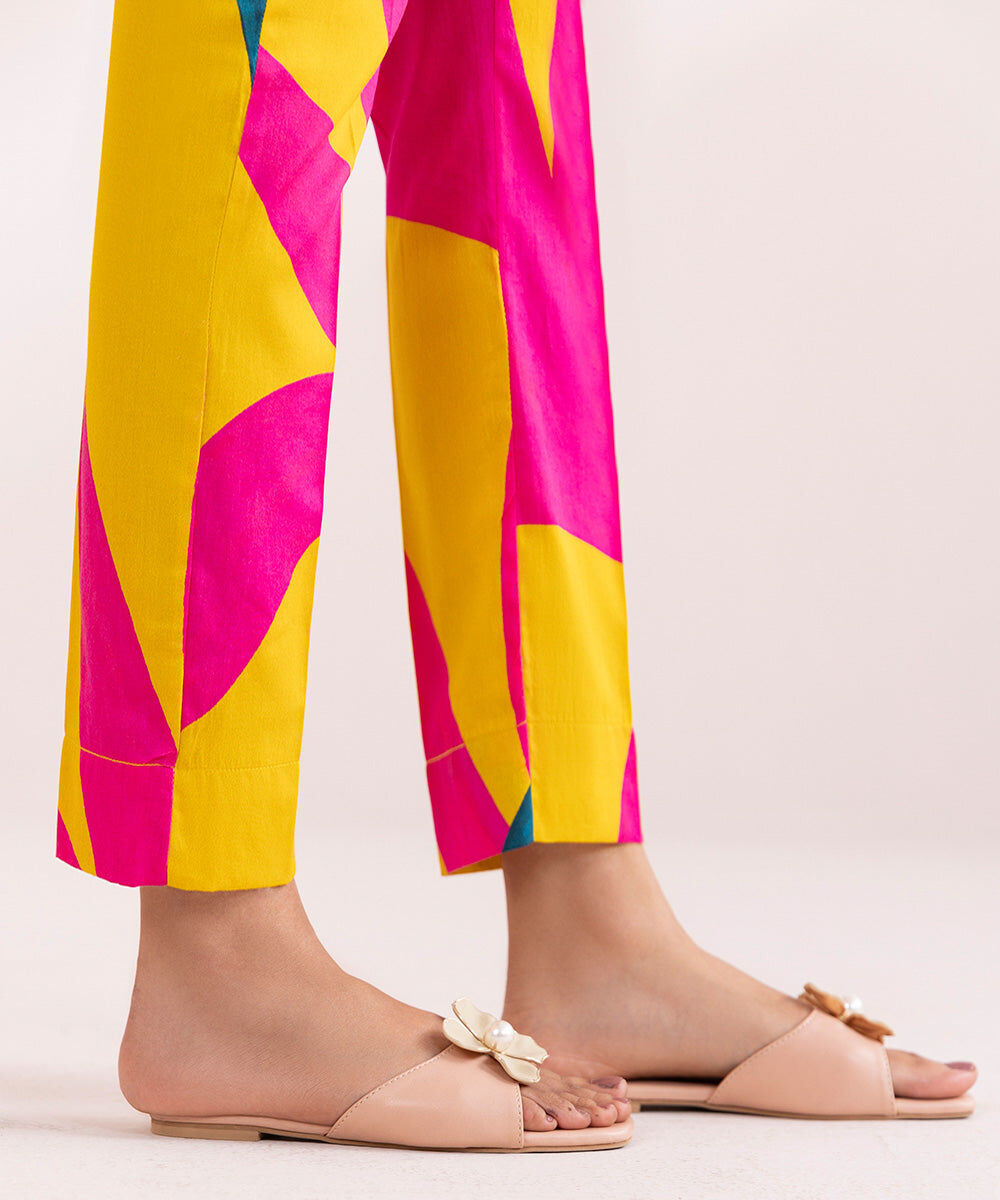 Women's Pret Cotton Satin Multi Printed Cigarette Pants
