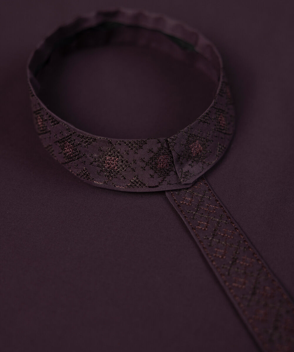 Man - Purple Embroidered Cotton Suit