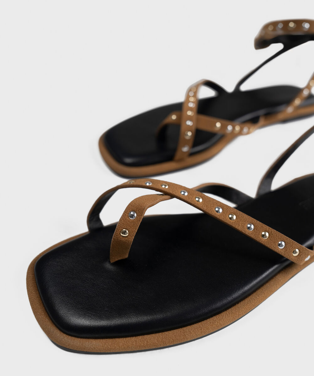 Women's Brown Studded Sandals