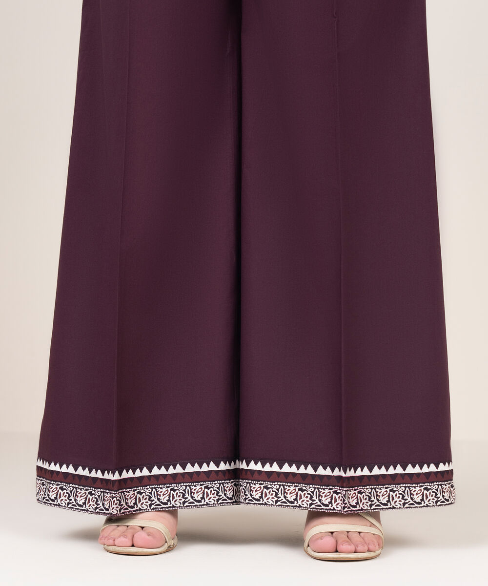 Women's RTW Viscose Linen Solid Brown Flared Pants