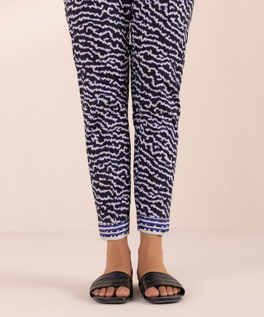 Women's Pret Stretch Lawn Black Printed Cigarette Pants