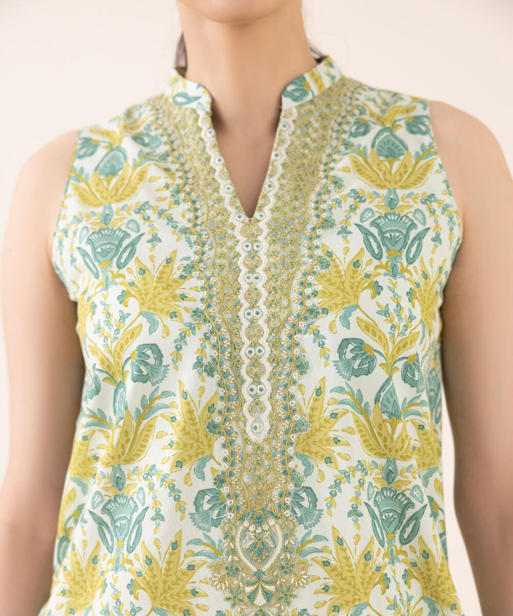 Women's Unstitched Cotton Embroidered Multi Three Piece Suit