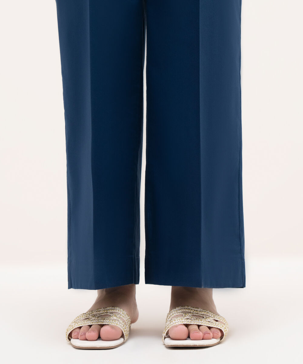 Women's RTW Cambric Blue Solid Culottes