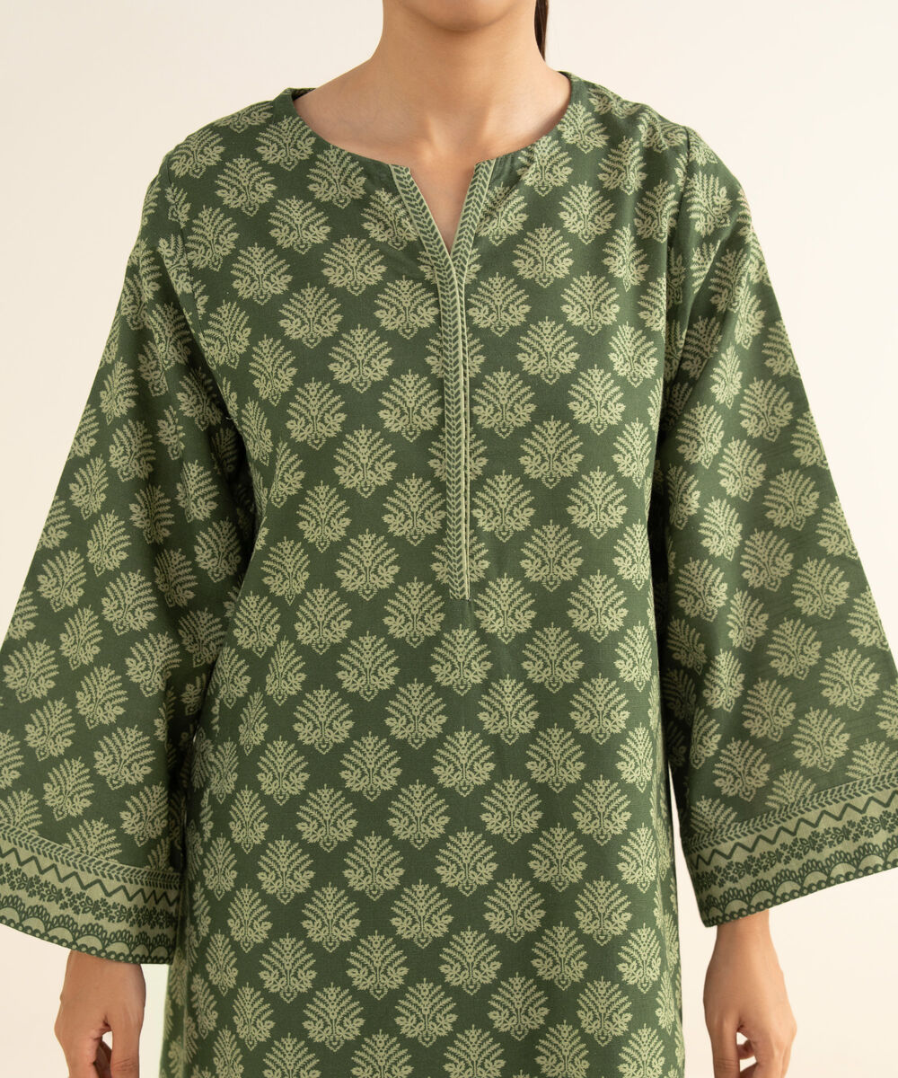 Women's Unstitched Lawn Printed Green 3 Piece Suit