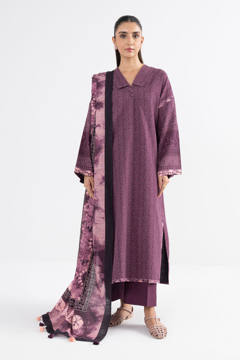 3 Piece - Printed Light Khaddar  Suit