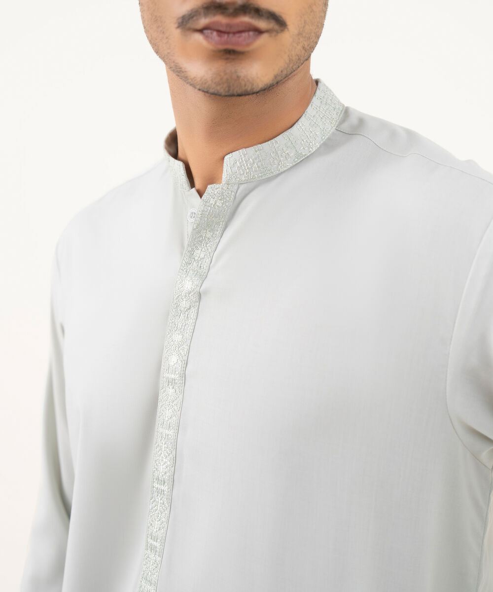 Men's Falak Embroidered Light Sage Kurta Shalwar
