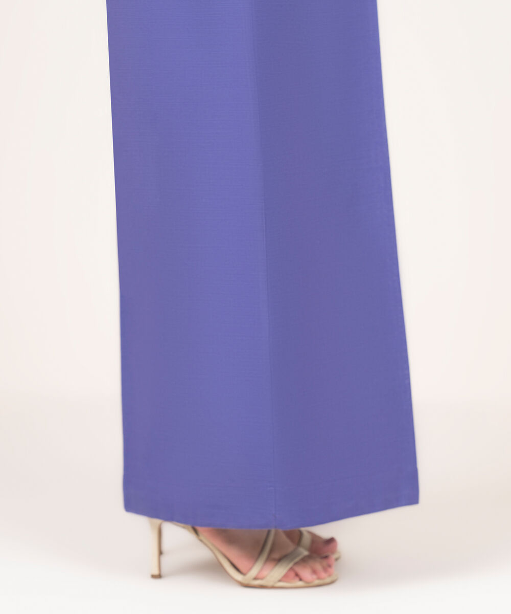 Women's RTW Khaddar Solid Purple Flared Pants