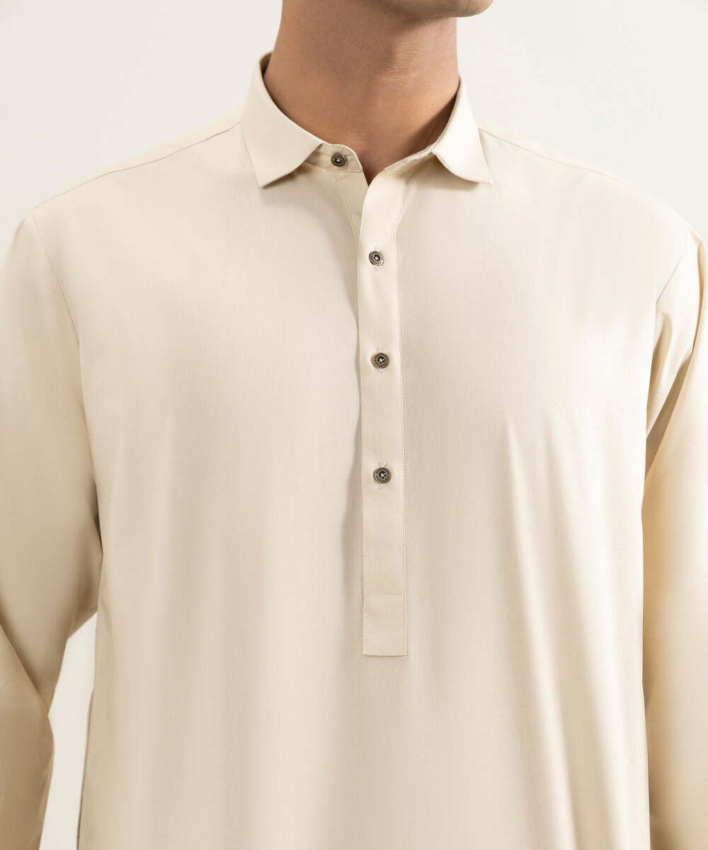 Men's Stitched Beige Kameez Shalwar