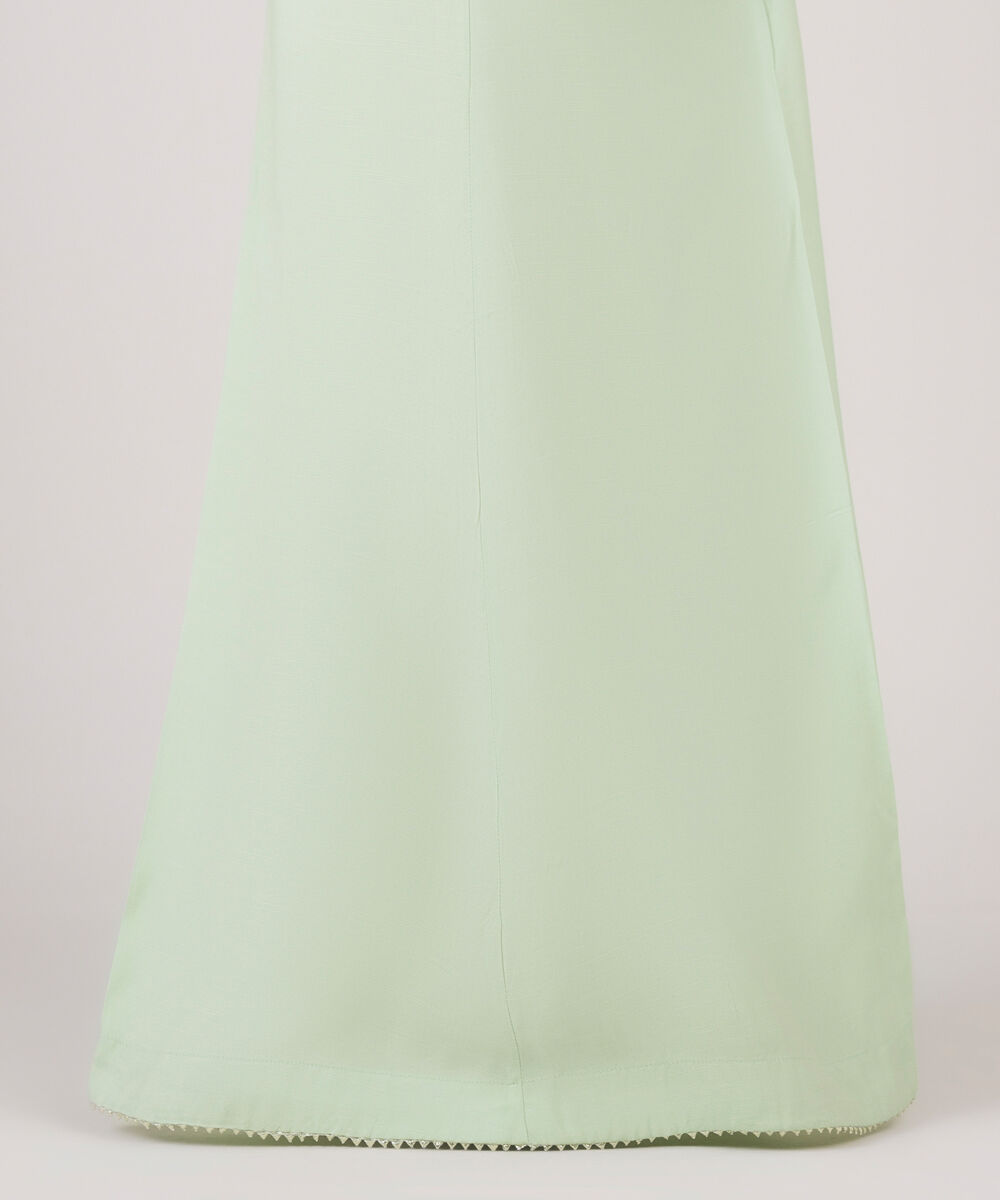 Women's RTW Viscose Raw Silk Solid Green Sharara