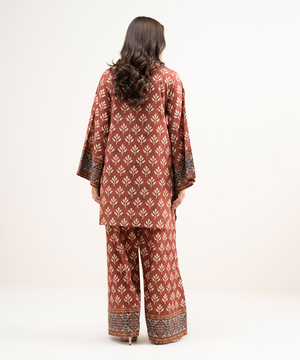 Women's Unstitched Lawn Printed Red 2 Piece Suit