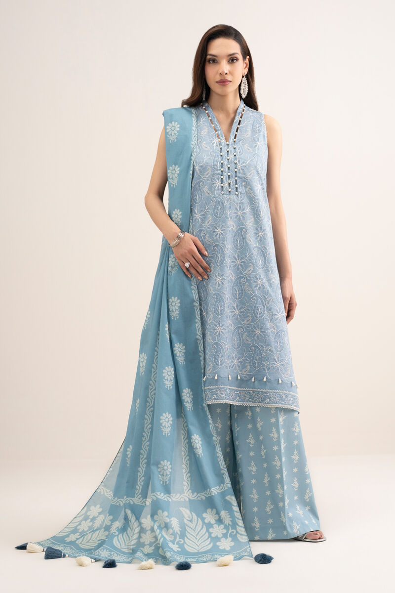 3 Piece - Embroidered Dobby Suit