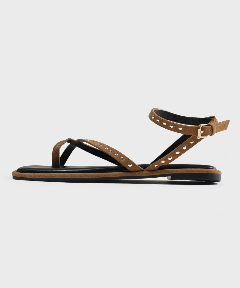 Women's Brown Studded Sandals