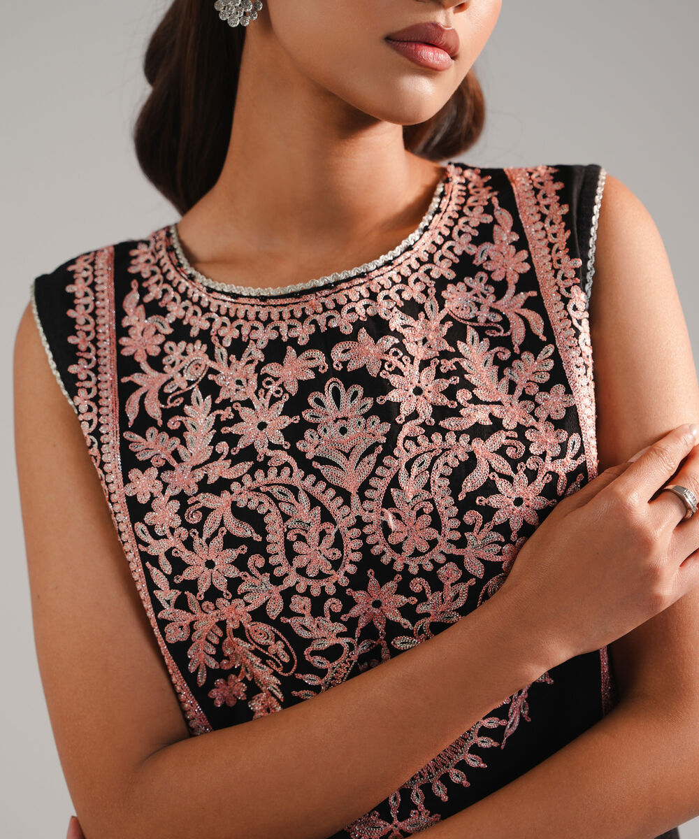 Women's RTW Leno Kara Embroidered Black 3 Piece Suit