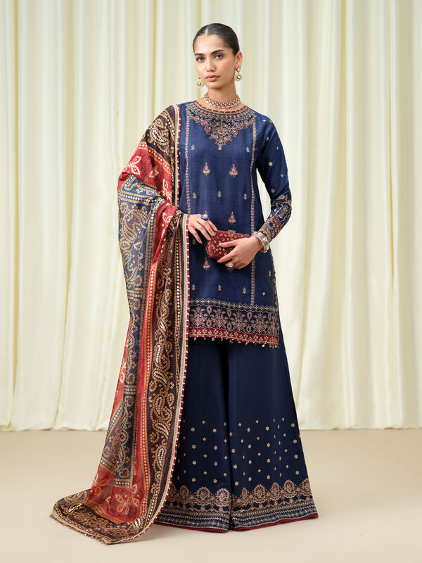 3 Piece - Embroidered Jacquard Suit