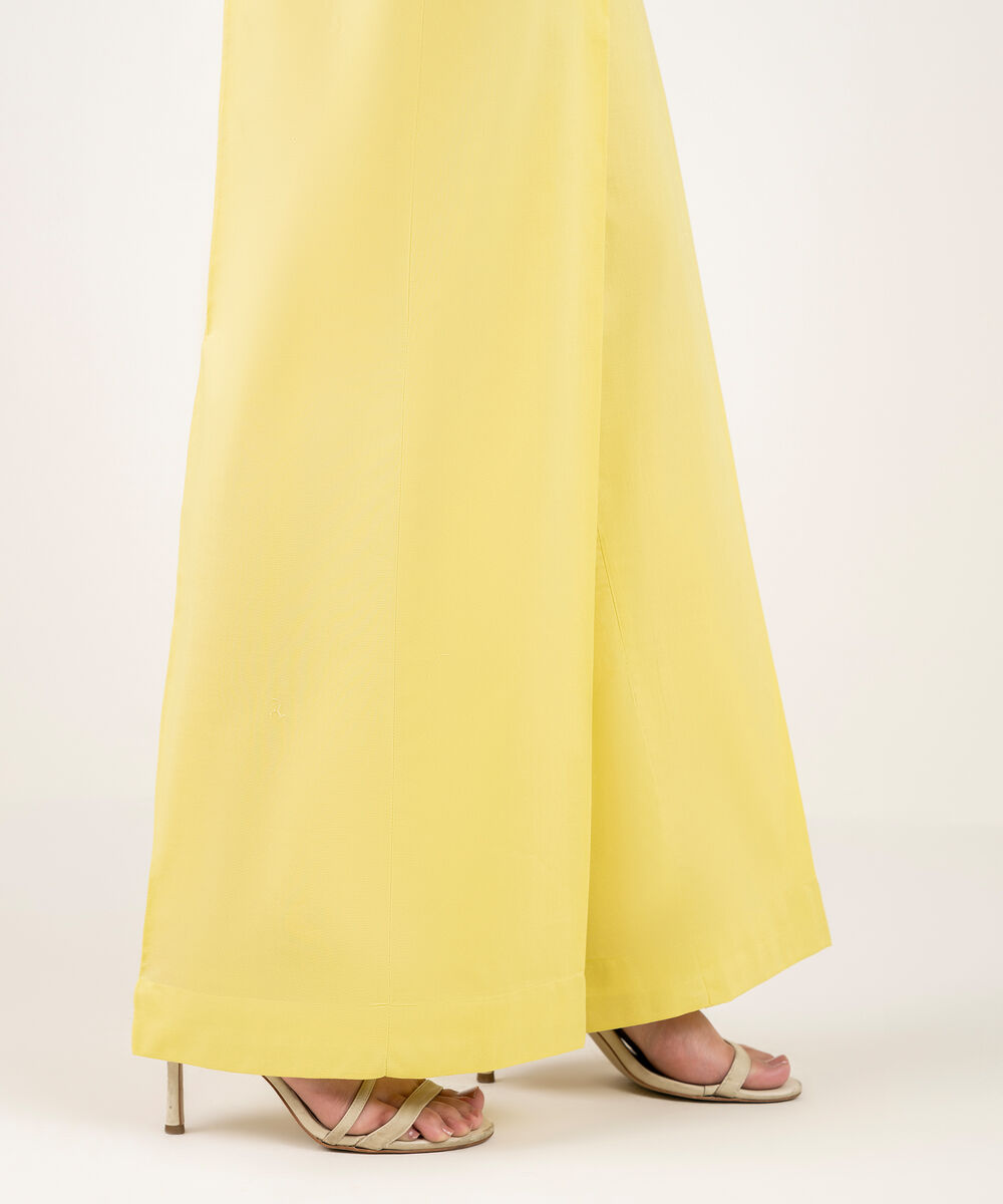 Women's RTW Cambric Solid Yellow Culottes