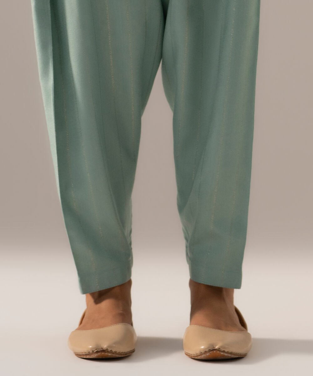 Women's RTW Dobby Crepe Lurix Solid Seaform Green Skinny Shalwar