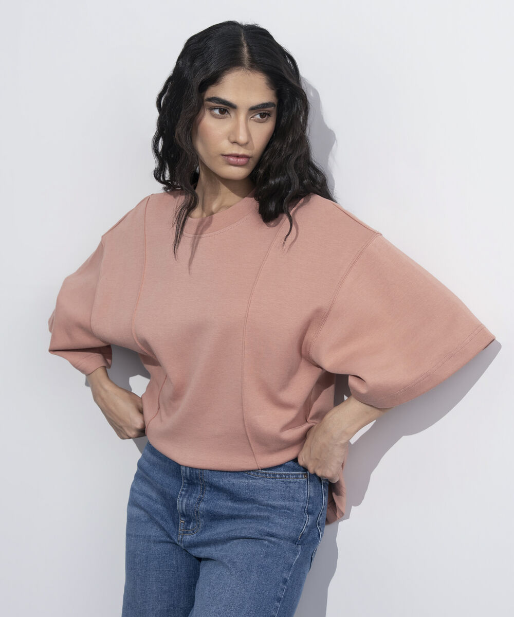 Women's Western Wear Pink Loose Fit Jersey T-Shirt