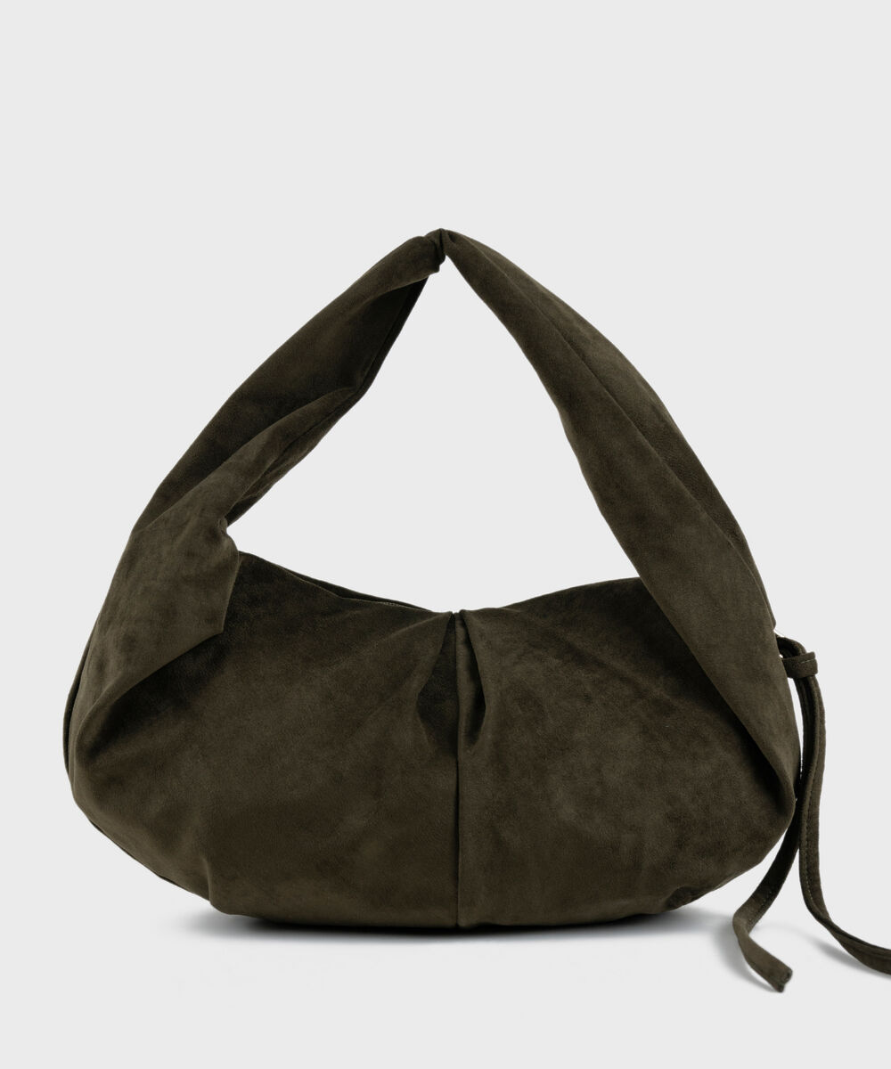 Women's Olive Green Shoulder Bag With Zip Clouser