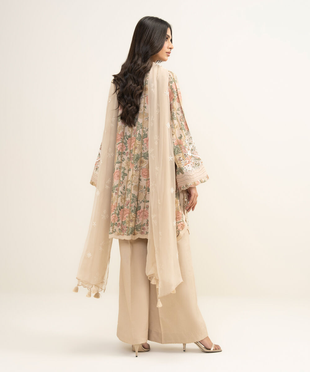 Women's Unstitched Extra Weft Jacquard Embroidered Multi 3 Piece Suit