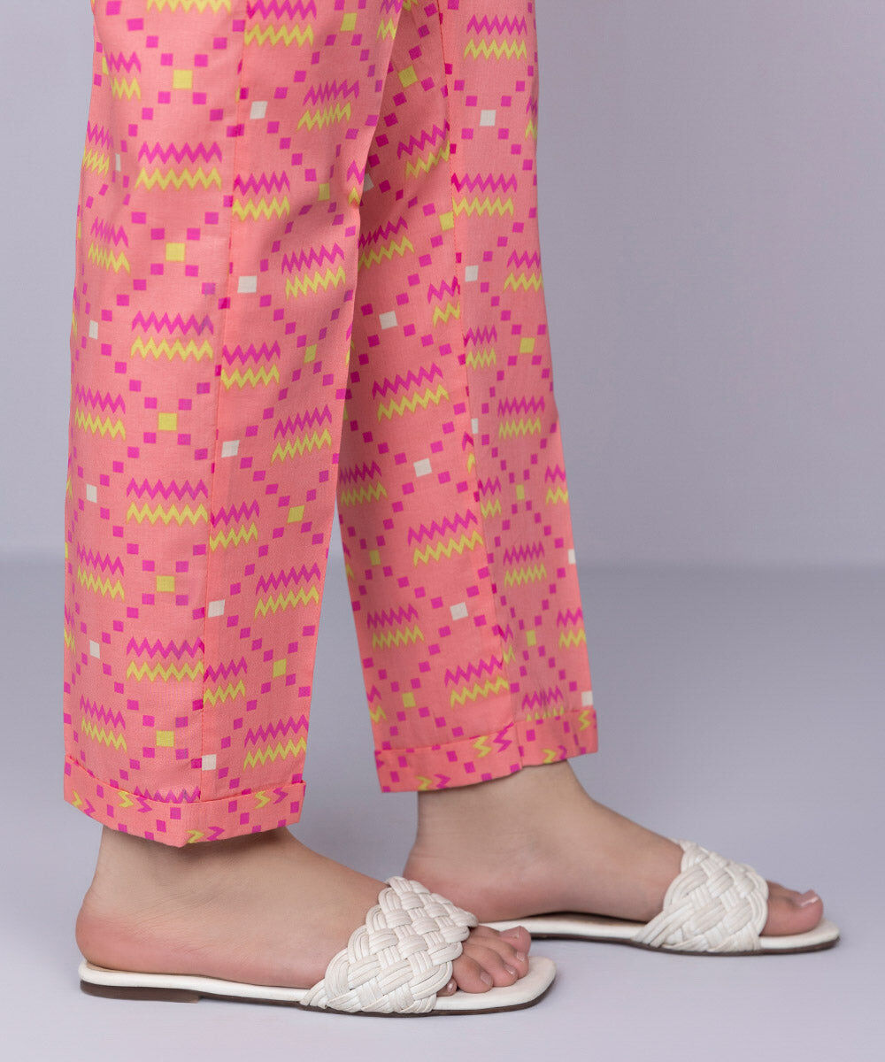 Women's Pret Cambric Pink Printed Cigarette Pants