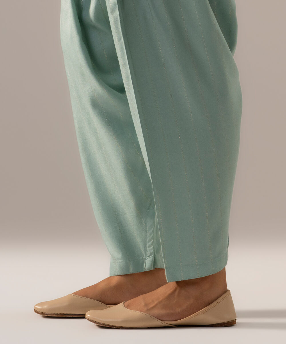 Women's RTW Dobby Crepe Lurix Solid Seaform Green Skinny Shalwar