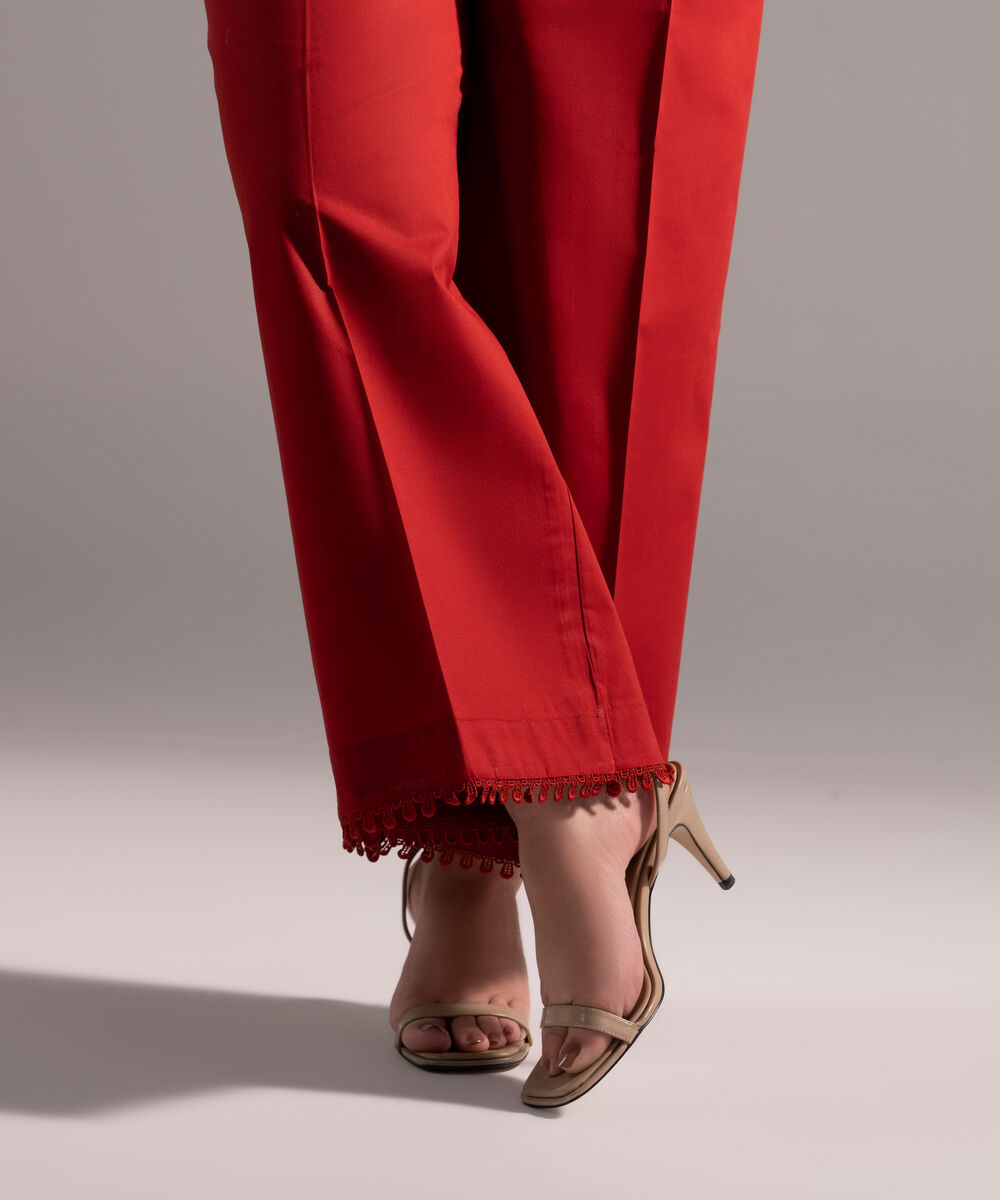 Women's RTW Cambric Solid Red Culottes