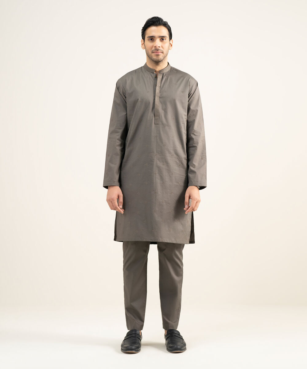 Men's Stitched Premium Cotton Dark Olive Suit