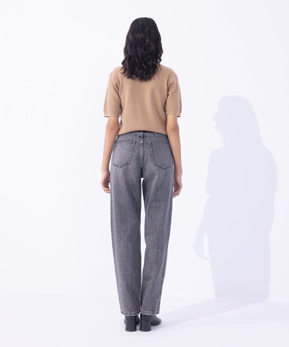 Woman - Grey Straight Fit Denim