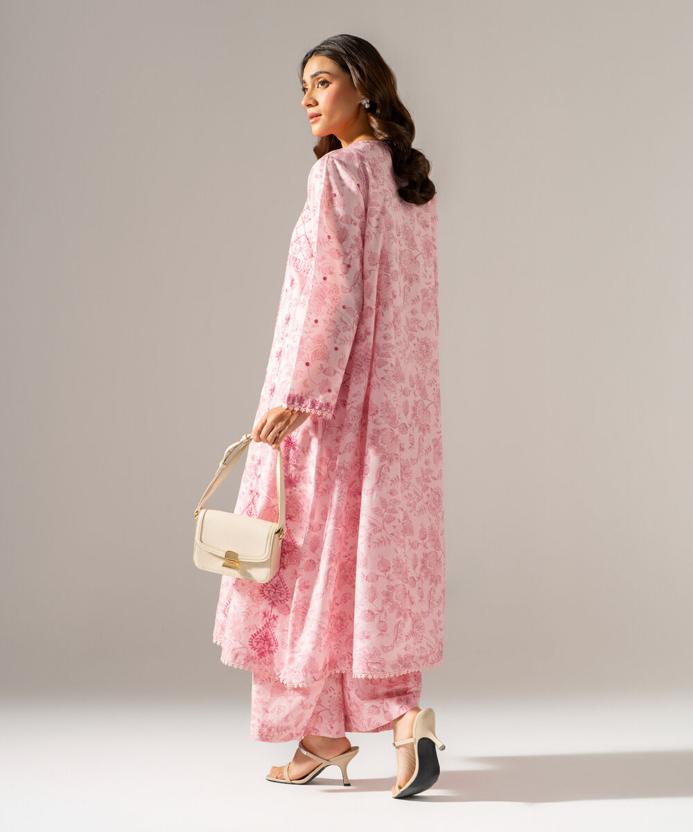 Women's RTW Fancy Cotton Printed Embroidered Pink 2 Piece Suit
