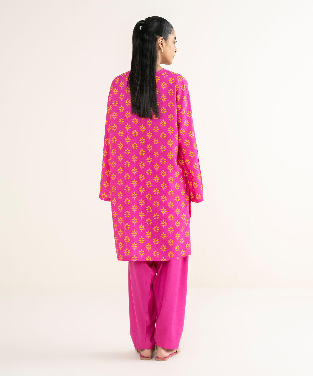 Women's RTW Cotton Viscose Pink Printed Drop Shoulder Shirt