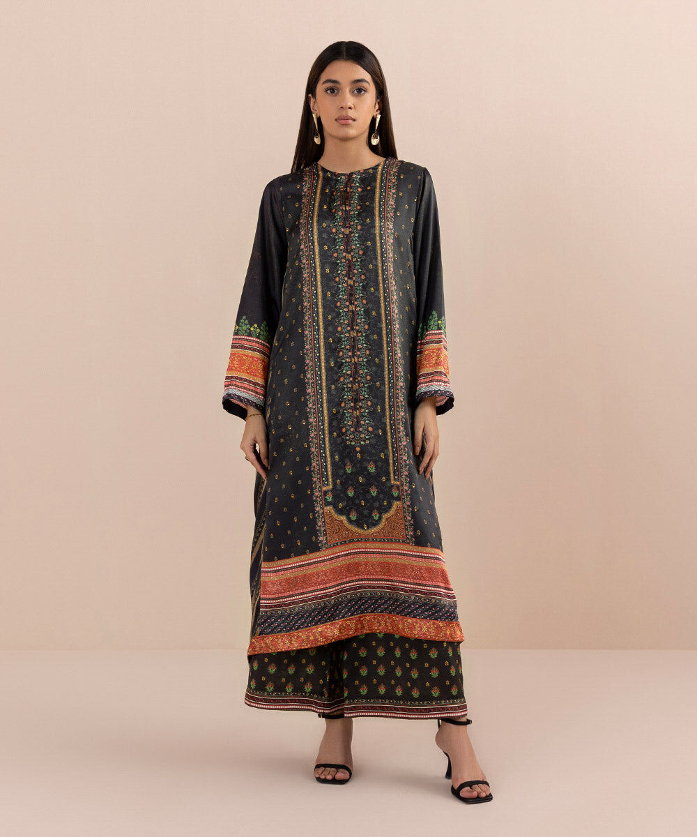 2 Piece - Printed Silk Suit