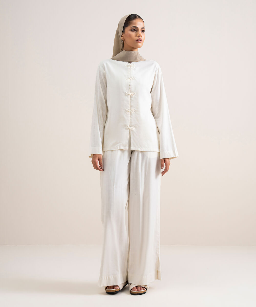 Women's Ivory Mandarin Top