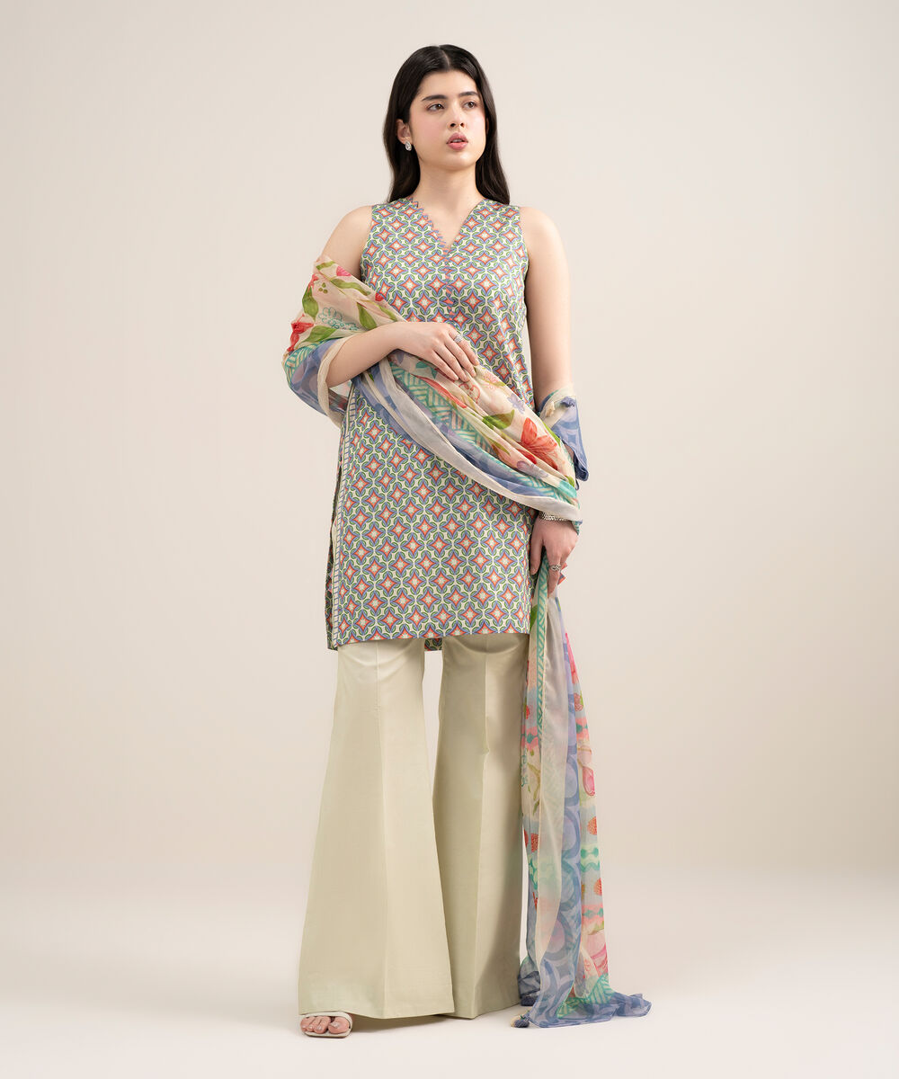 Women's Unstitched Lawn Printed Multi 2 Piece Suit