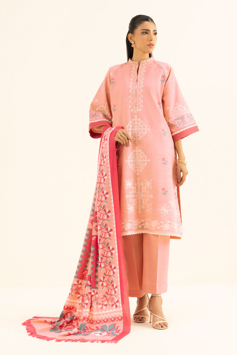 3 Piece - Embroidered Twill Suit