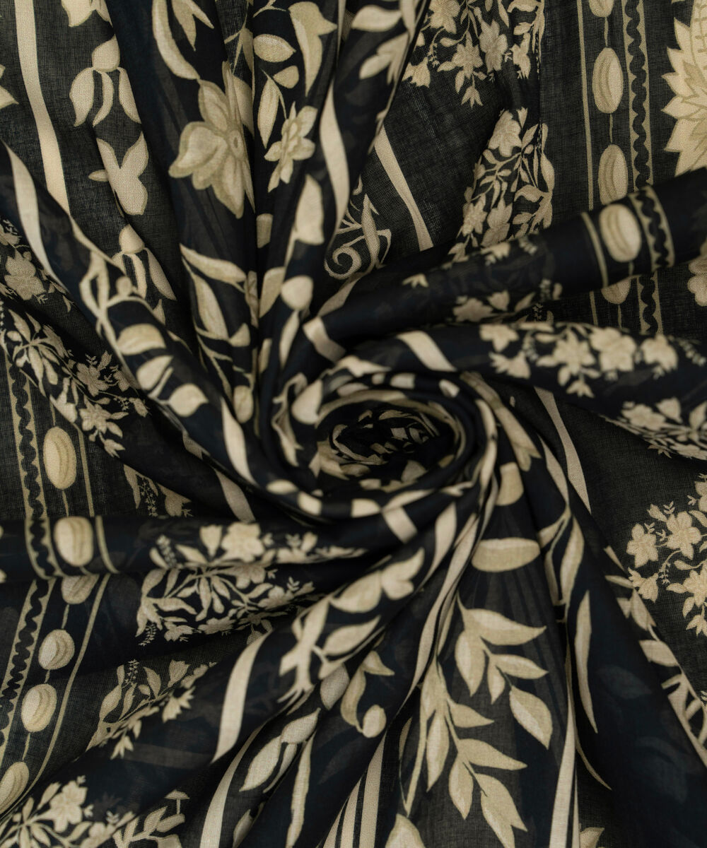 Lawn Printed Black Dupatta