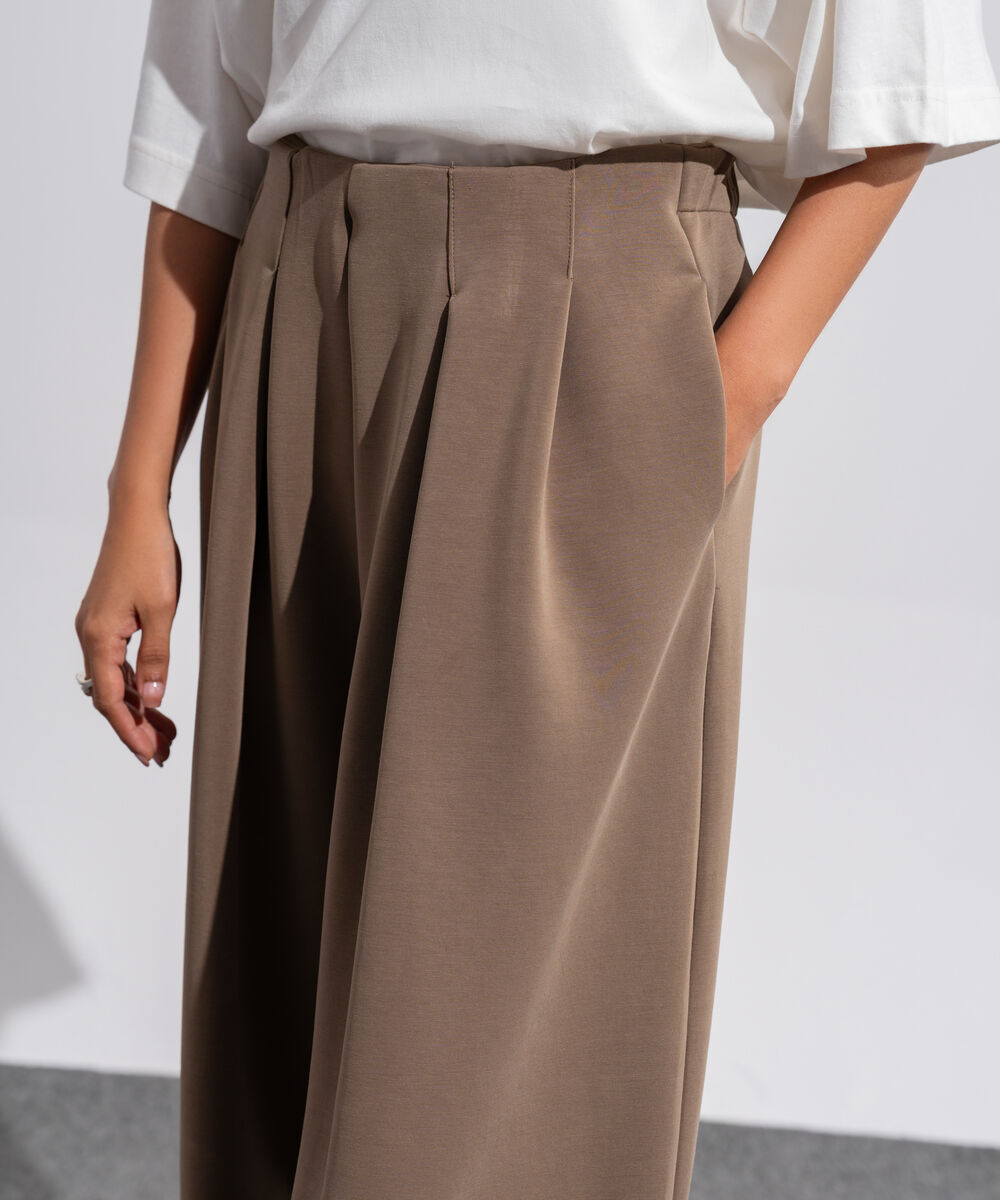 Women's Western Wear Brown Soft-Lux Pleated Trousers