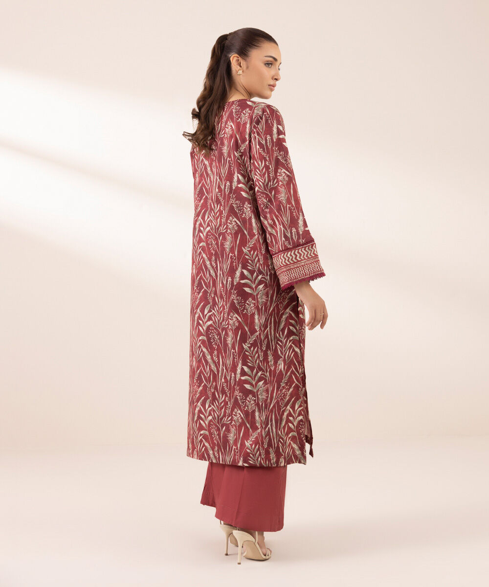 Women's RTW Lawn Red Printed A-Line Shirt