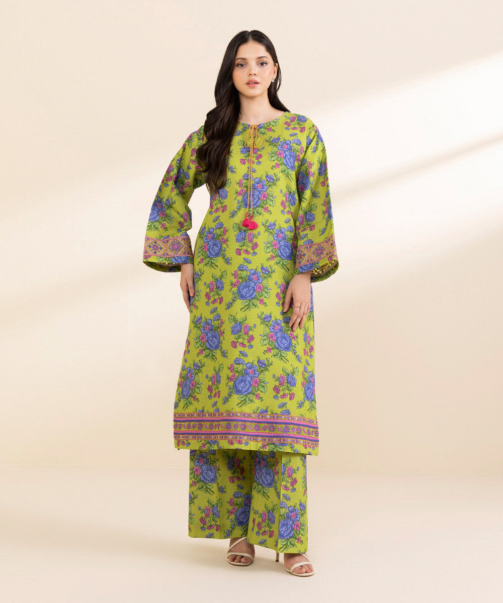 Women's Unstitched Light Khaddar Embroidered Multi 2 Piece Suit
