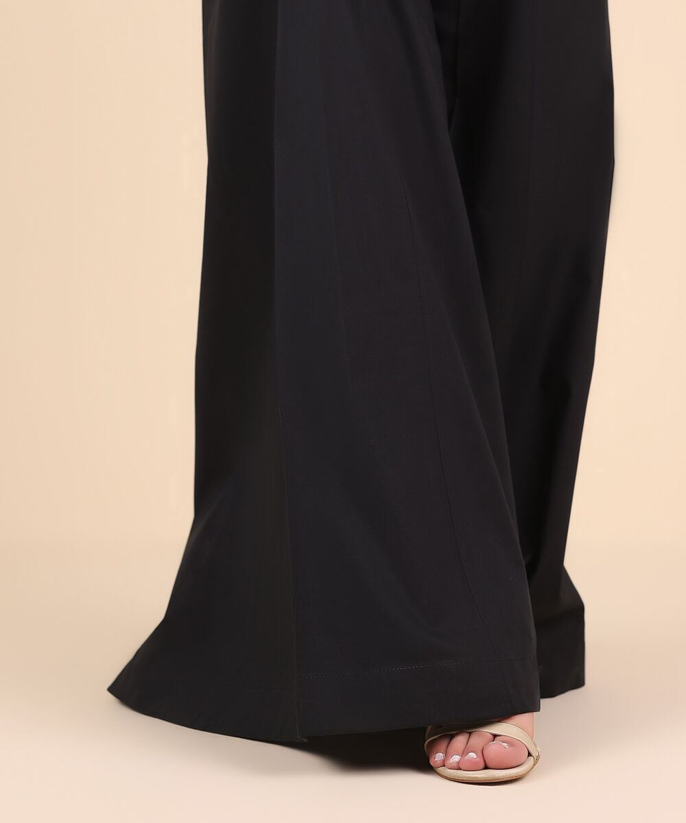 Women's Pret Cambric Black Solid Sharara