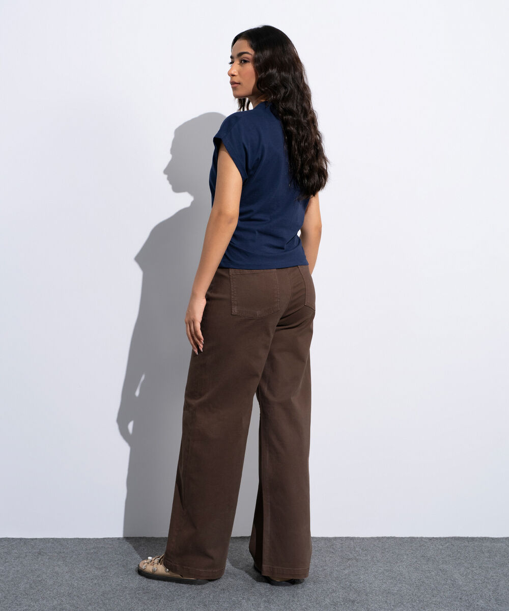 Women's Brown Straight Fit Chino Trousers