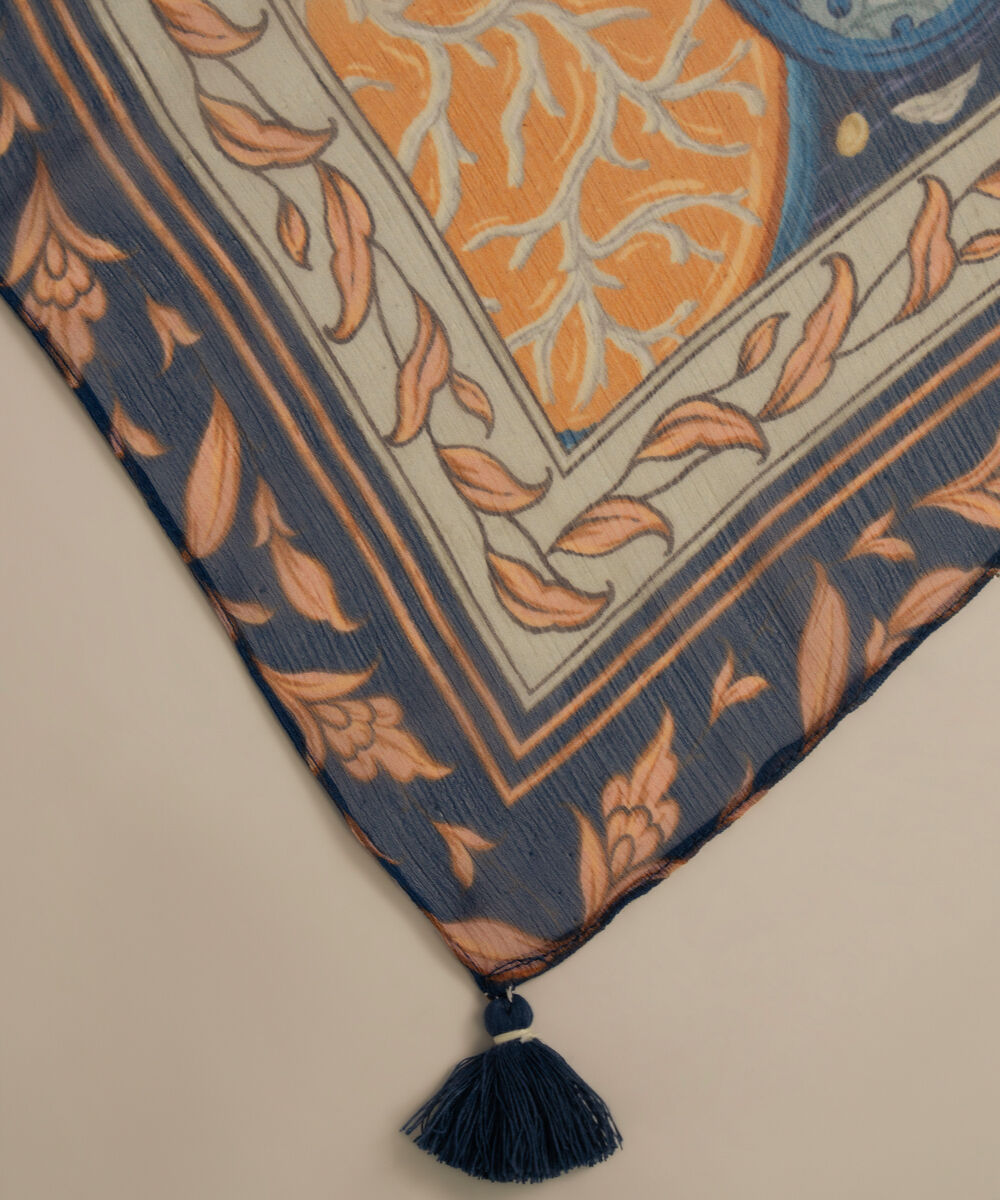 Blended Chiffon Printed Blue Dupatta