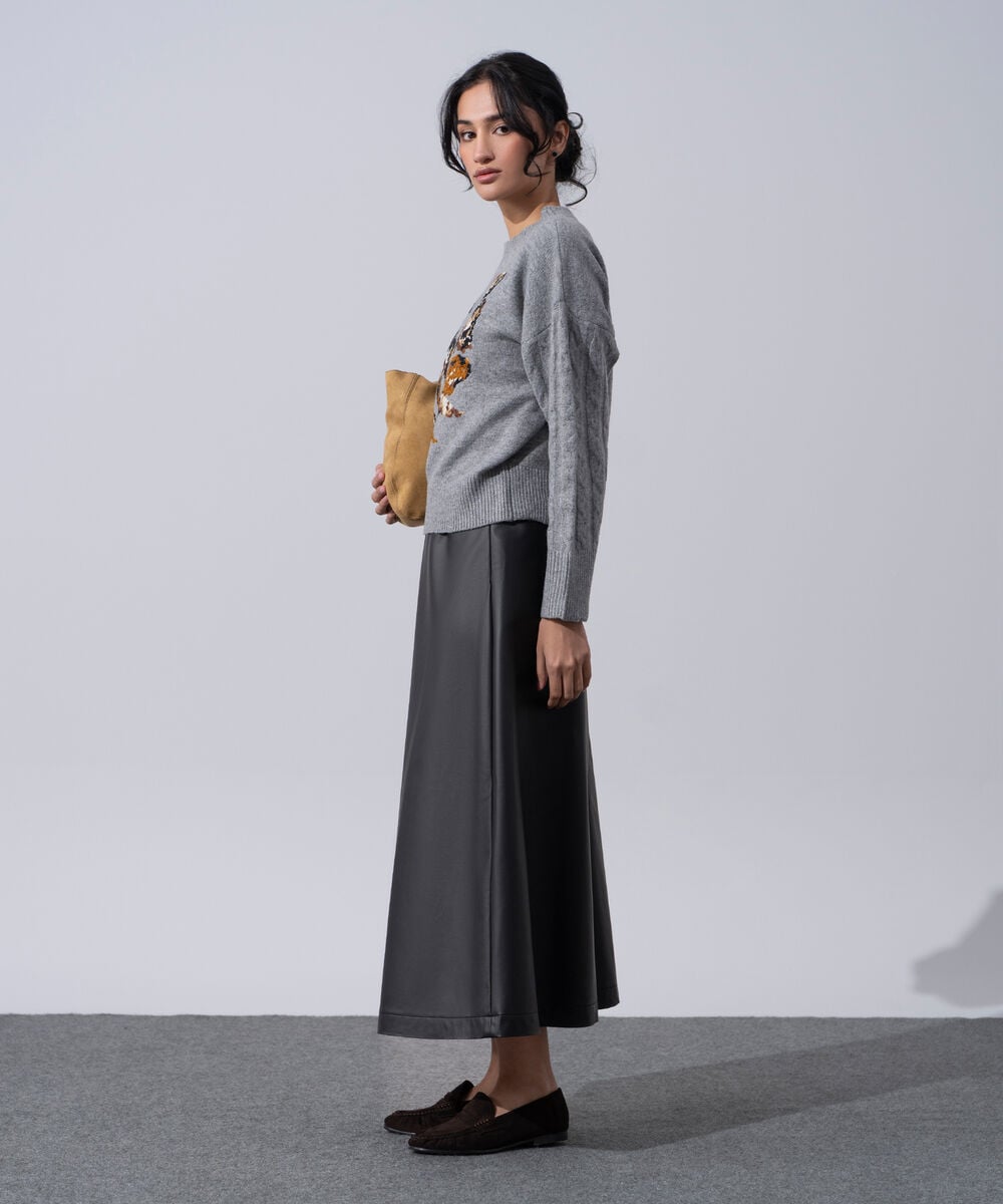 Women's Western Wear Grey Embroidered Knit Jumper