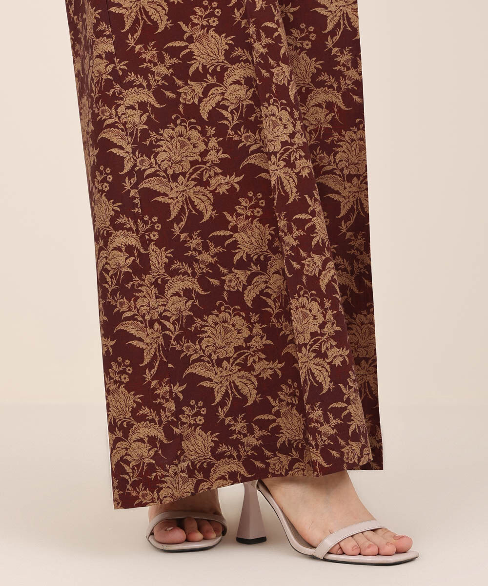 Women's RTW Cambric Red Printed Flared Pants