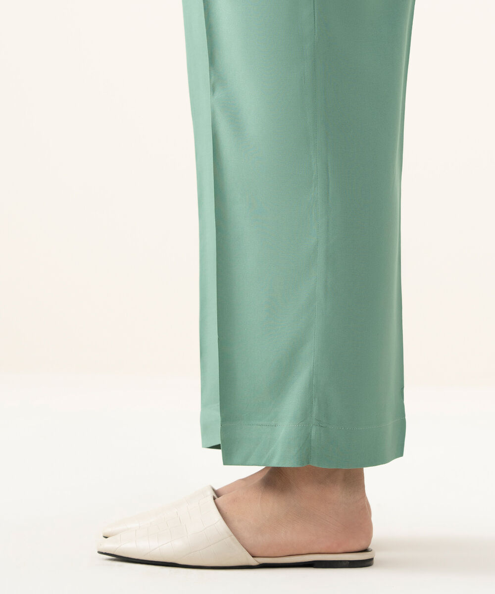 Women's RTW Linen Green Dyed Straight Pants