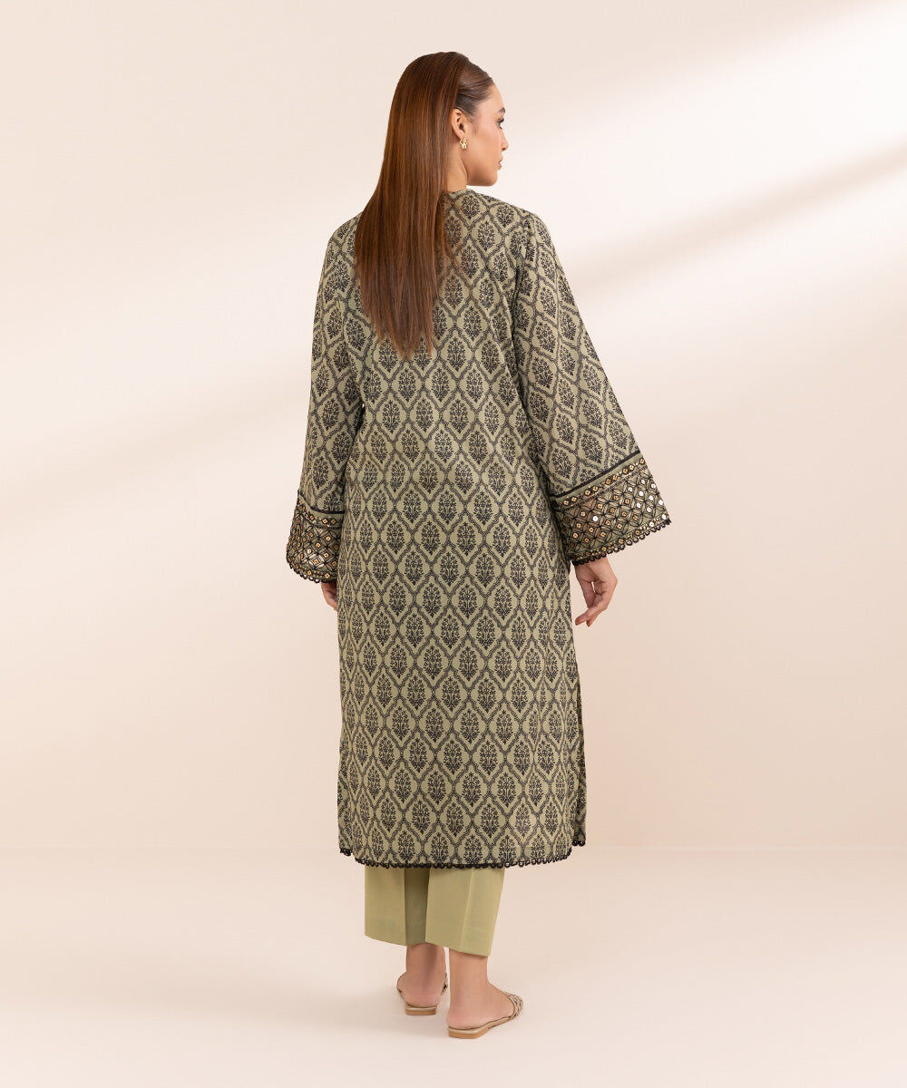Women's Pret Lawn Brown Printed Embroidered A-Line Shirt