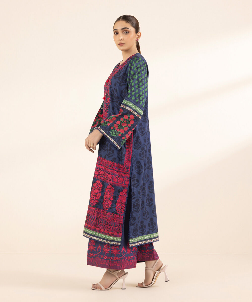 Women's RTW Cotton Satin Multi Embroidered A-Line Shirt